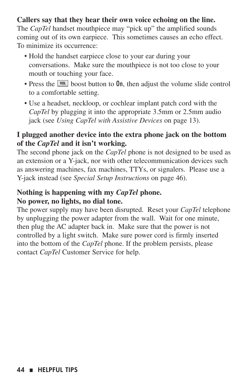 Ultratec CAPTEL 200 User Manual | Page 46 / 54