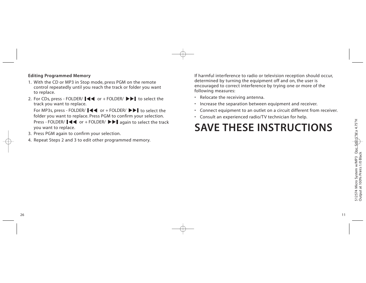Save these instructions | Unwind micro cd system User Manual | Page 11 / 18