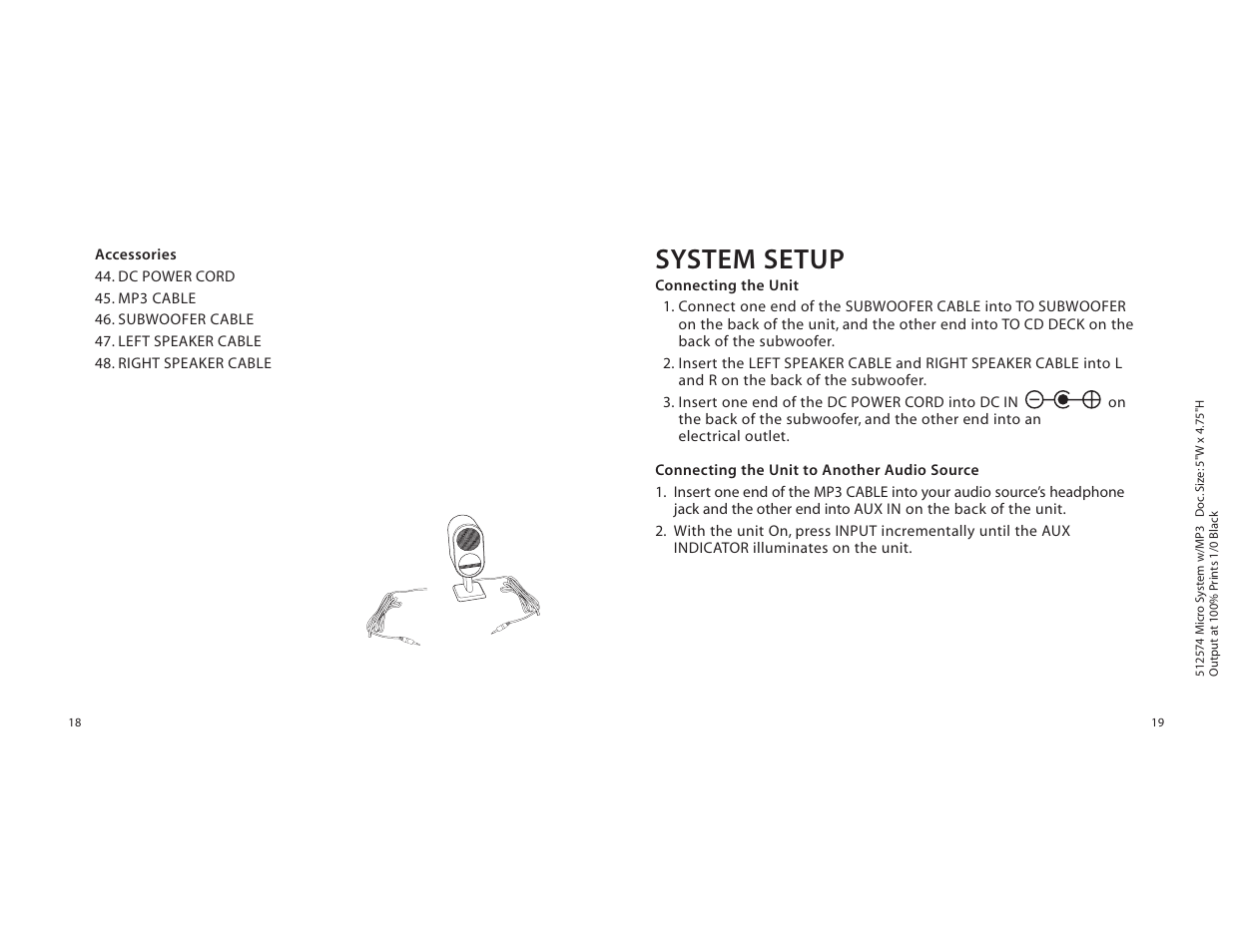 System setup | Unwind micro cd system User Manual | Page 18 / 18