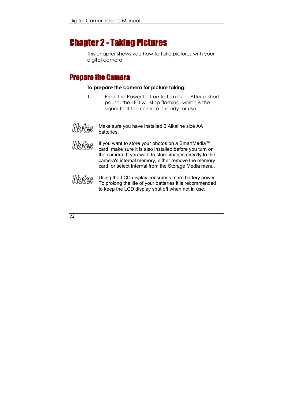 Chapter 2 - taking pictures, Prepare the camera | Ulead 020810 User Manual | Page 27 / 56