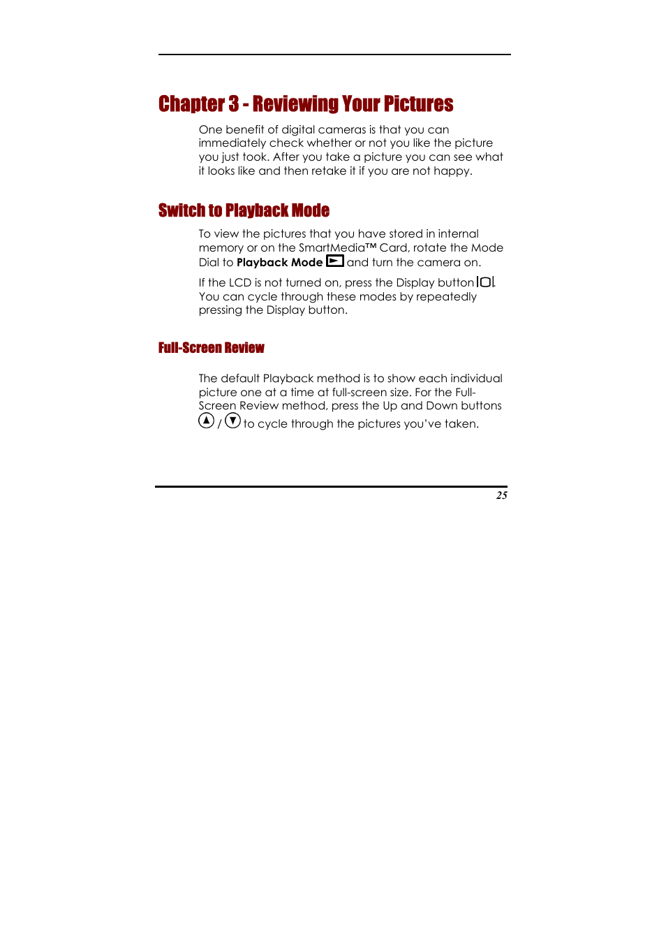 Chapter 3 - reviewing your pictures, Switch to playback mode, Full-screen review | Ulead 020810 User Manual | Page 30 / 56