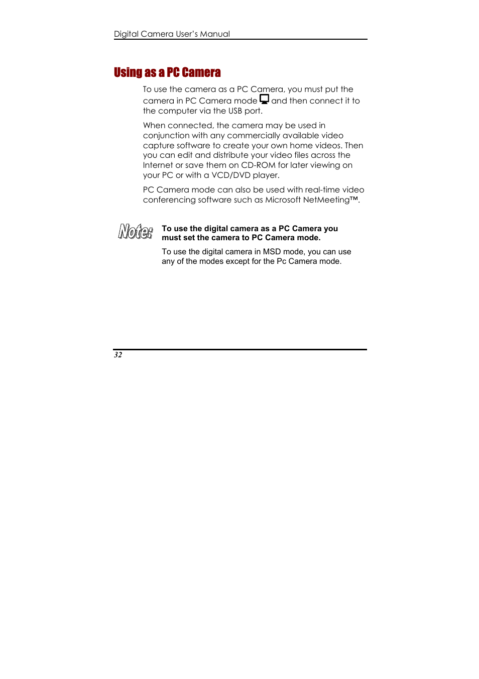 Using as a pc camera | Ulead 020810 User Manual | Page 37 / 56