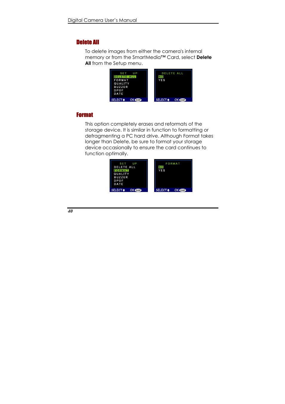 Delete all, Format | Ulead 020810 User Manual | Page 45 / 56