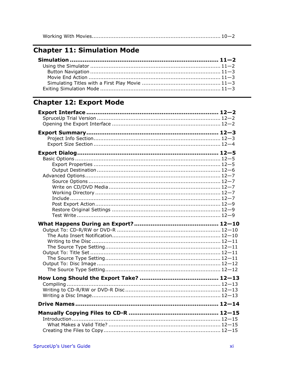 Chapter 11: simulation mode, Chapter 12: export mode | Ulead 1.0 User Manual | Page 11 / 205