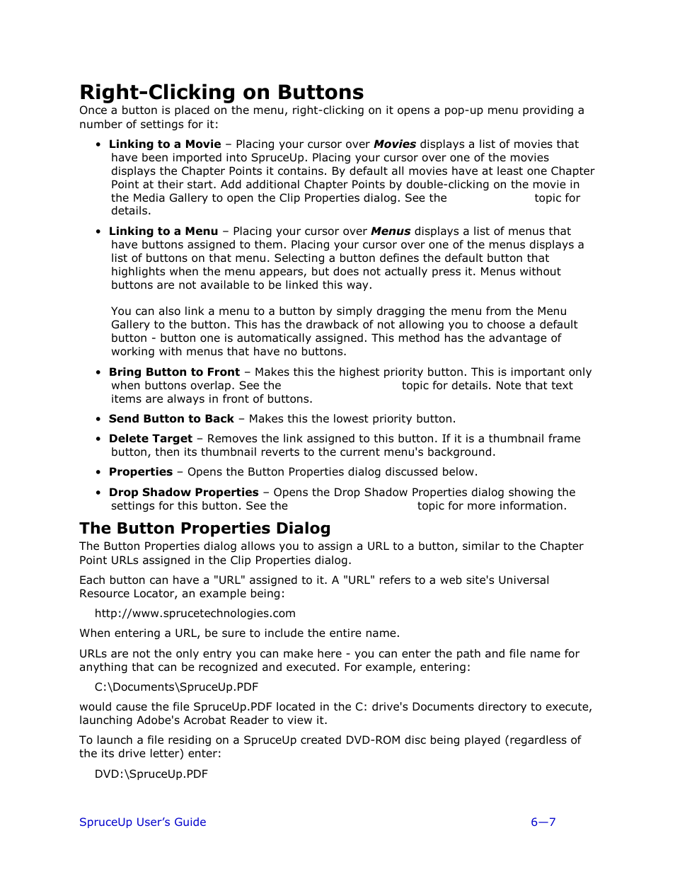 Right-clicking on buttons, The button properties dialog | Ulead 1.0 User Manual | Page 115 / 205