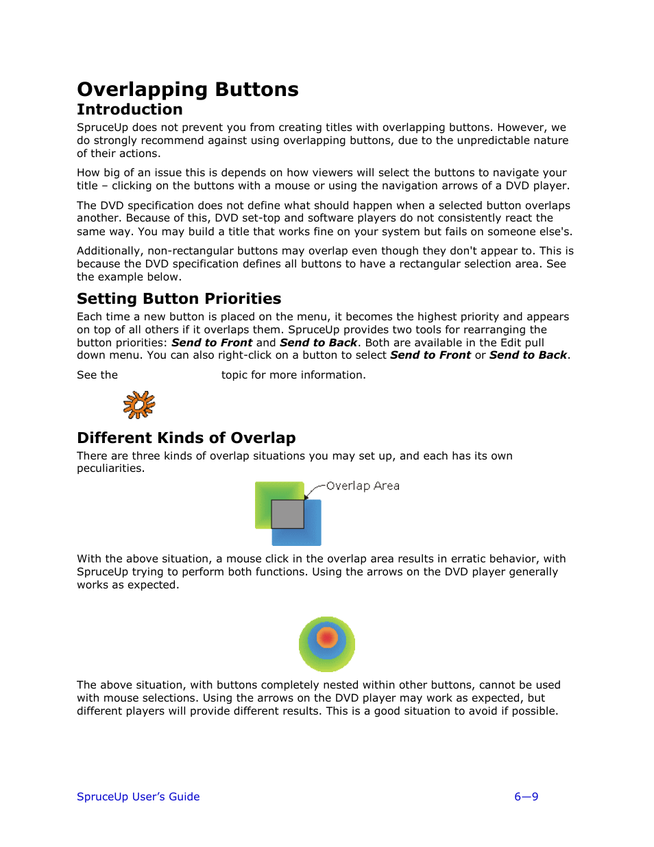 Overlapping buttons, Introduction, Setting button priorities | Different kinds of overlap | Ulead 1.0 User Manual | Page 117 / 205