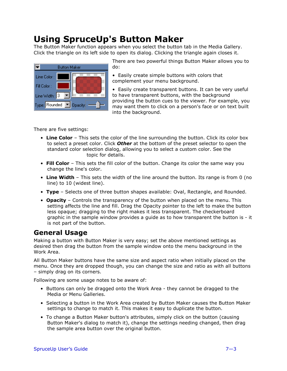 Using spruceup's button maker, General usage | Ulead 1.0 User Manual | Page 129 / 205