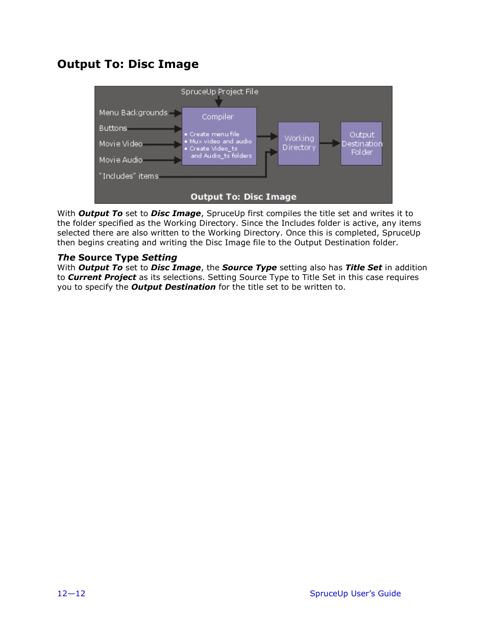 Output to: disc image, The source type setting | Ulead 1.0 User Manual | Page 162 / 205