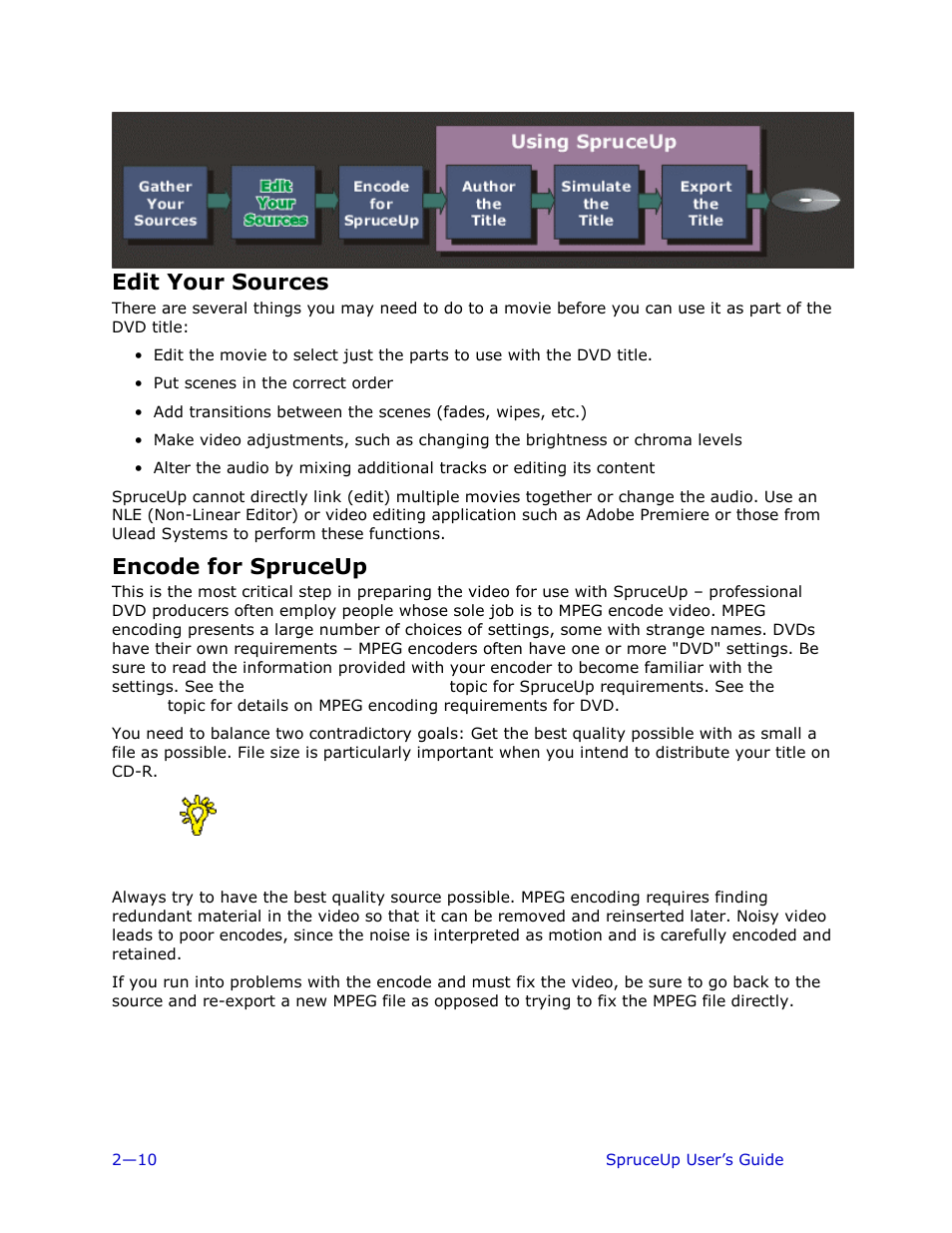 Edit your sources, Encode for spruceup | Ulead 1.0 User Manual | Page 32 / 205