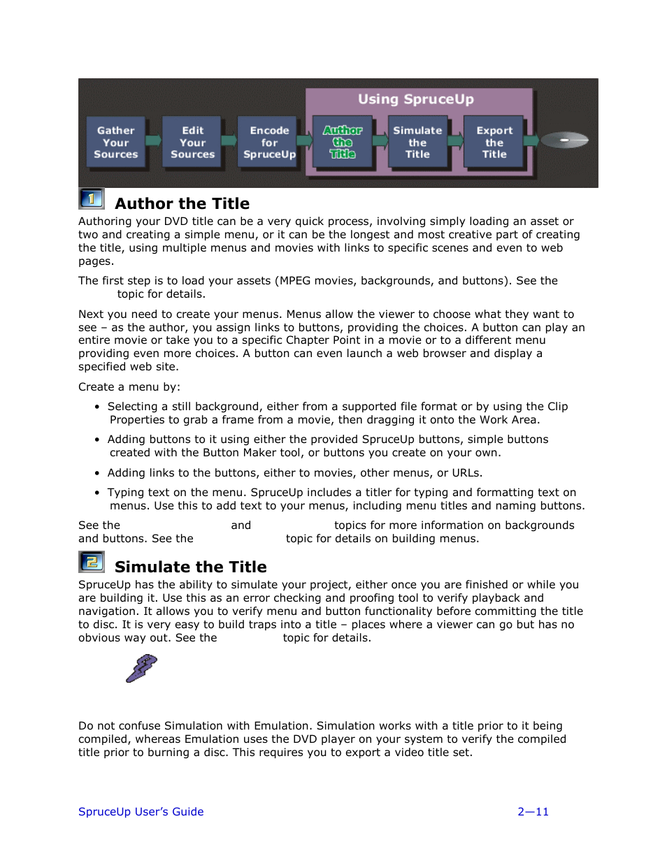 Author the title, Simulate the title | Ulead 1.0 User Manual | Page 33 / 205