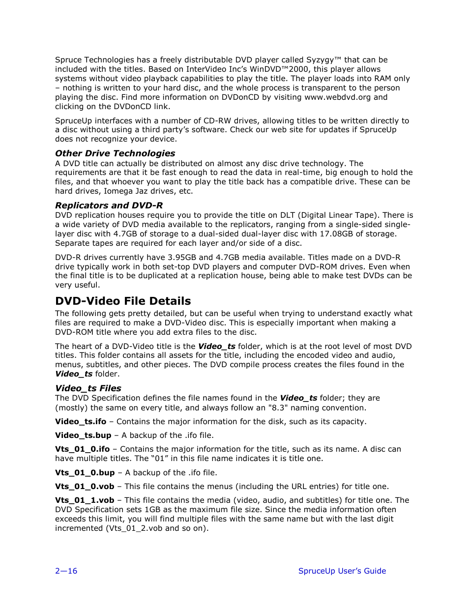 Other drive technologies, Replicators and dvd-r, Dvd-video file details | Video_ts files | Ulead 1.0 User Manual | Page 38 / 205