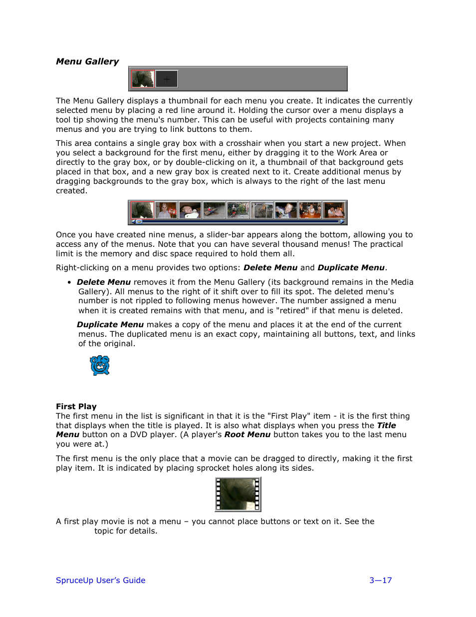 Menu gallery, First play | Ulead 1.0 User Manual | Page 57 / 205