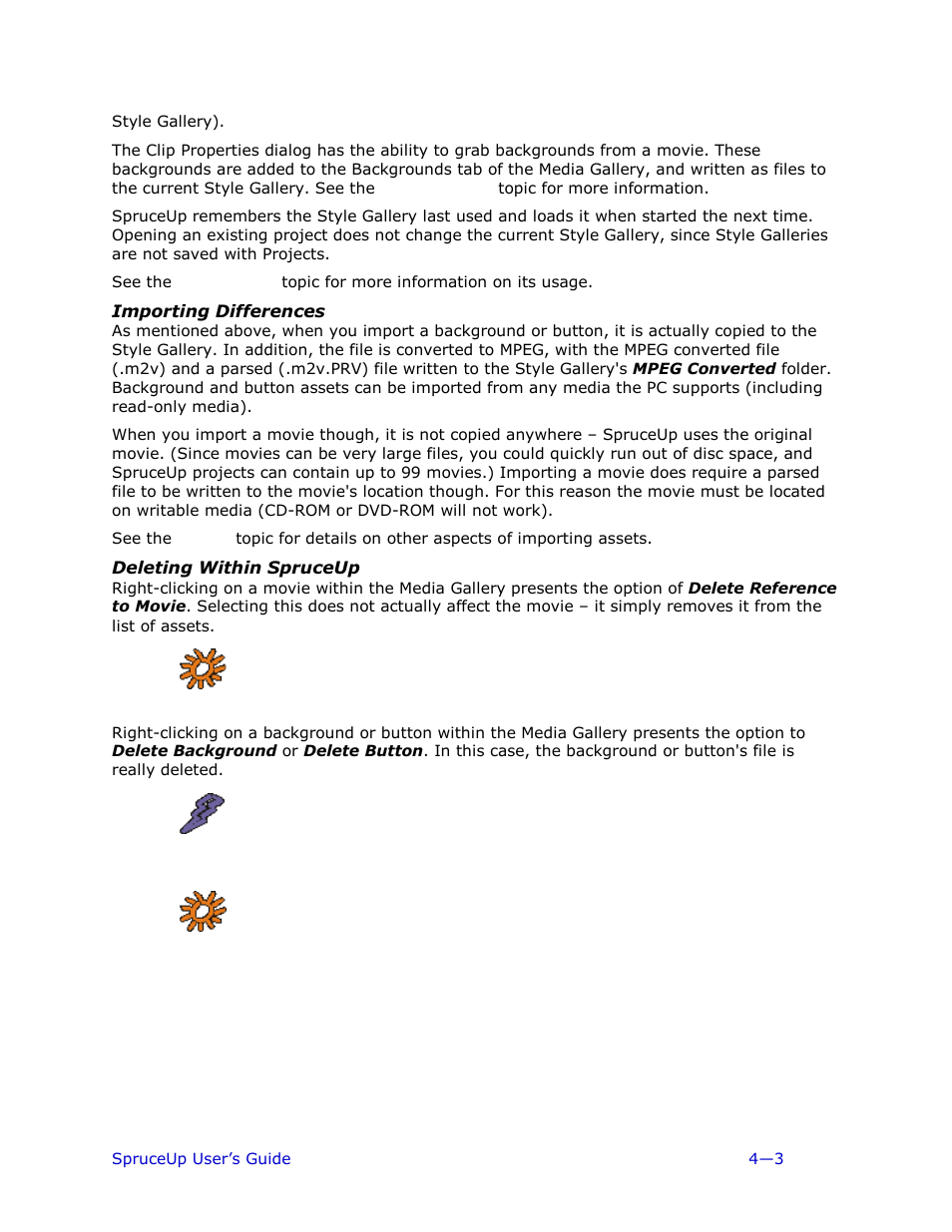 Importing differences, Deleting within spruceup | Ulead 1.0 User Manual | Page 75 / 205