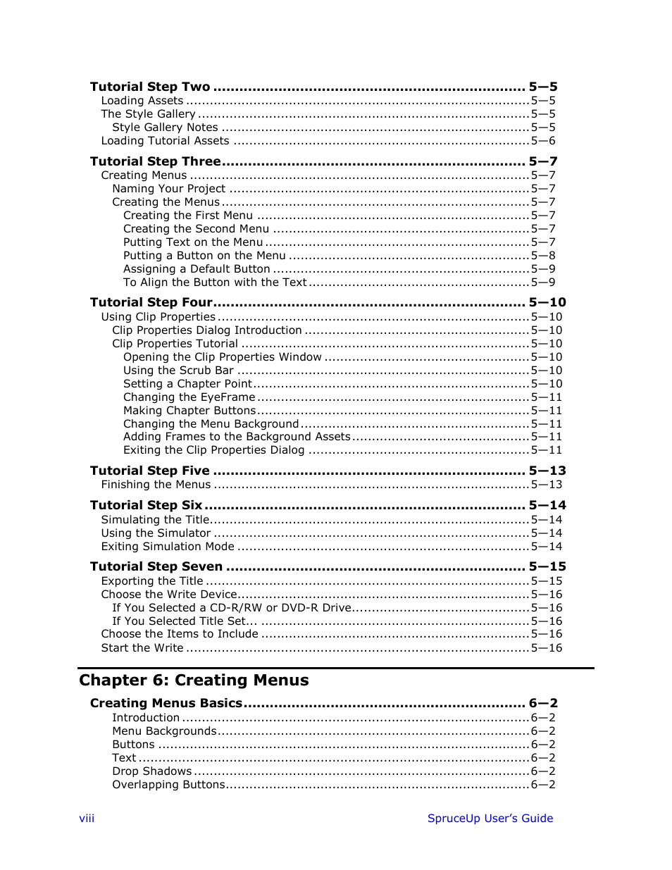 Chapter 6: creating menus | Ulead 1.0 User Manual | Page 8 / 205