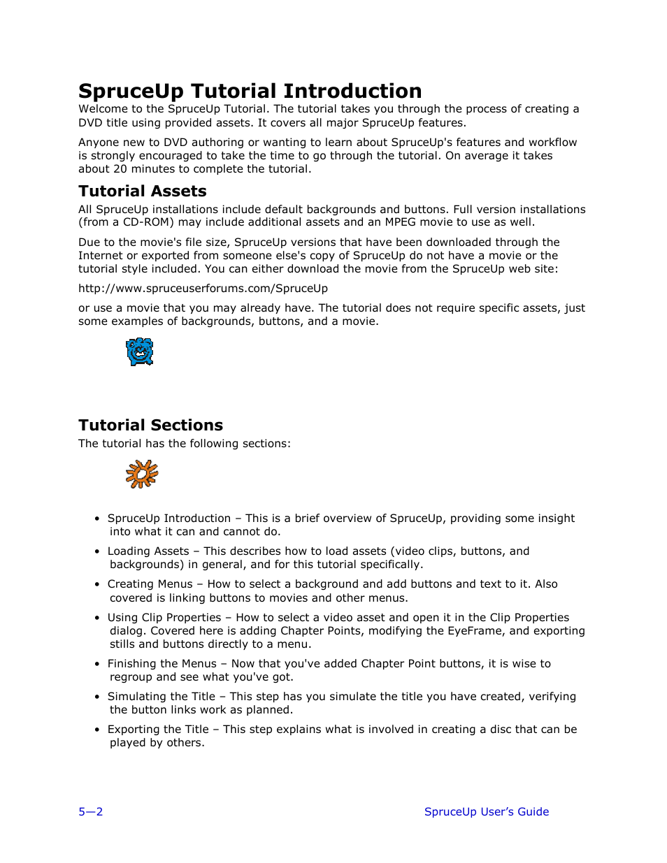 Spruceup tutorial introduction, Tutorial assets, Tutorial sections | Ulead 1.0 User Manual | Page 94 / 205