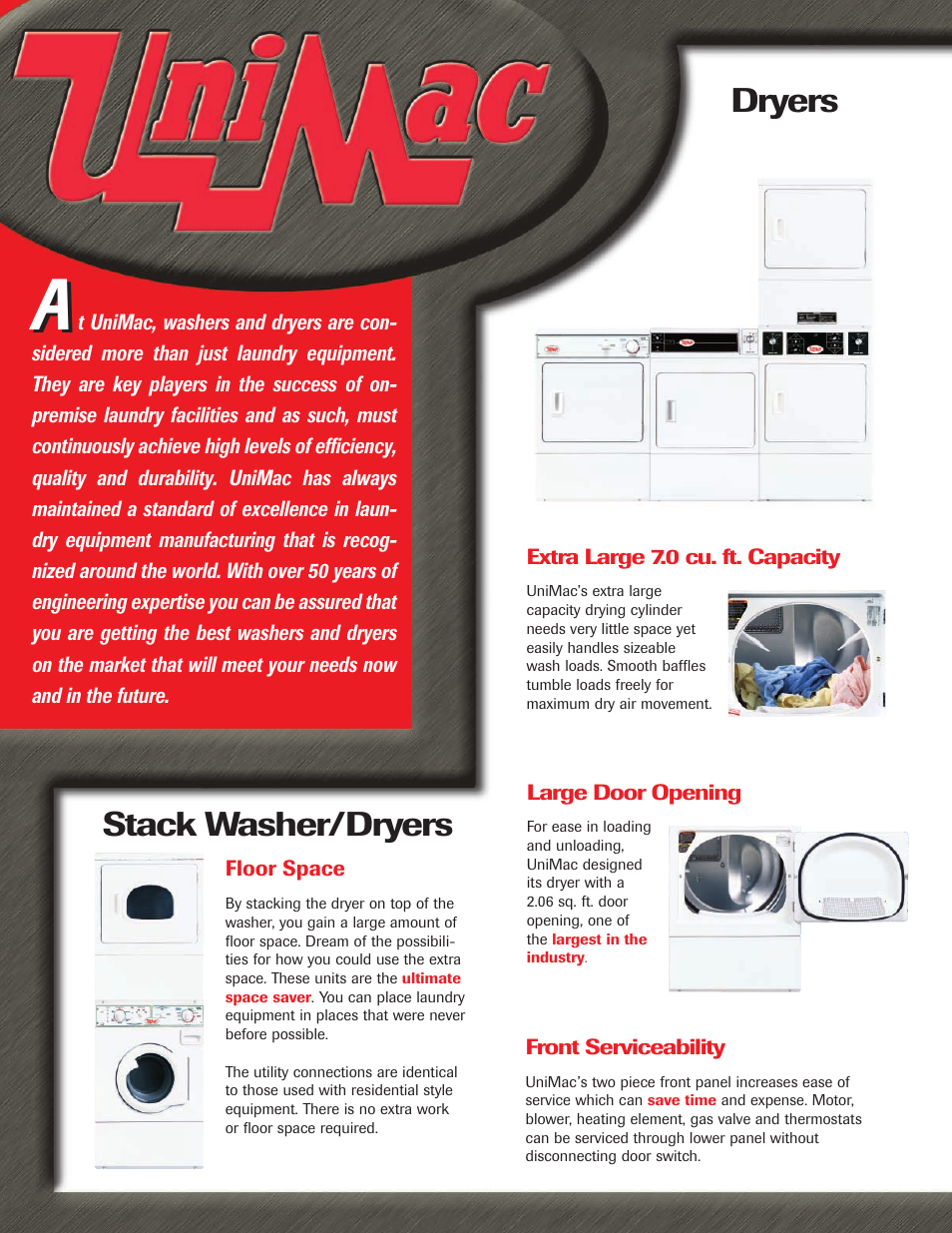 Dryers stack washer/dryers | Unimac Washer User Manual | Page 2 / 4