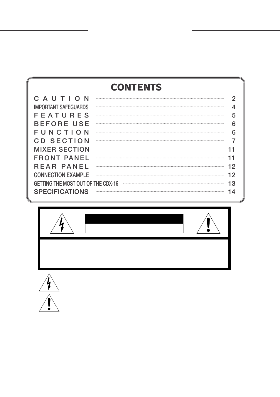 Vestax CDX-16 User Manual | Page 2 / 16