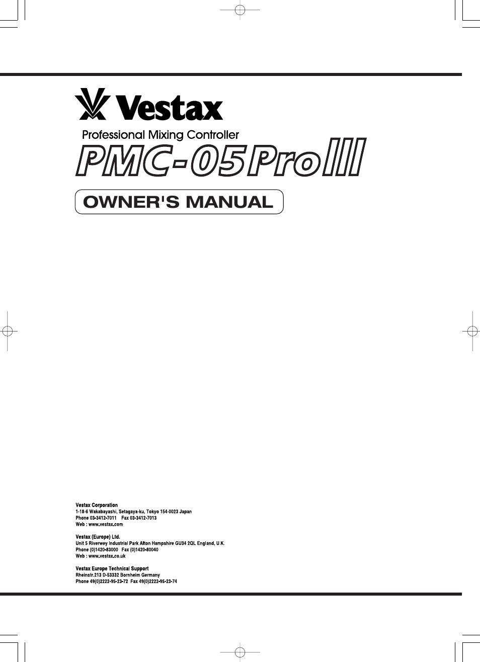 Vestax PMC-05ProIII User Manual | 12 pages