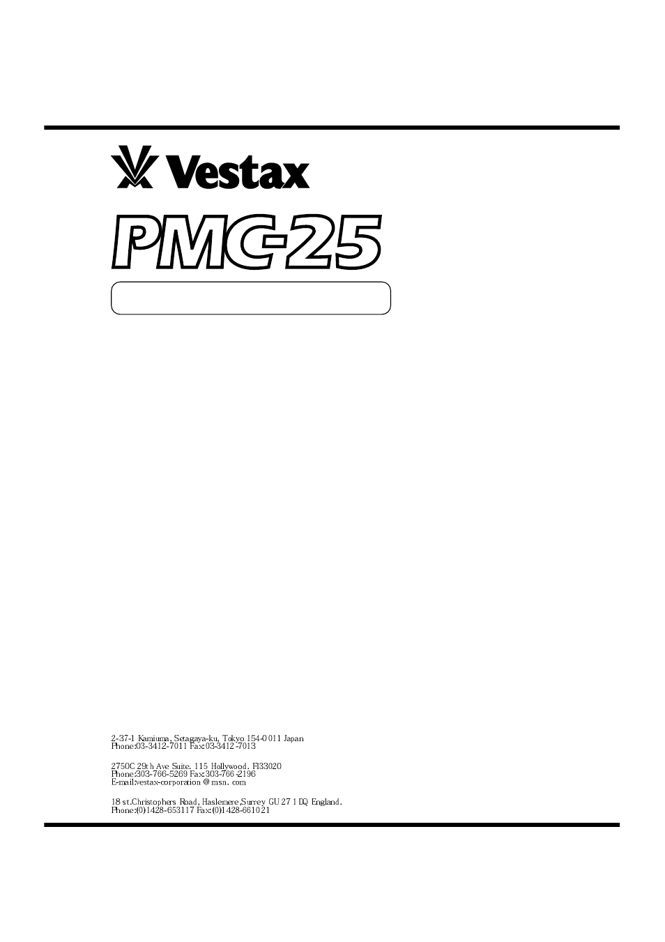 Vestax PMC-25 User Manual | 13 pages