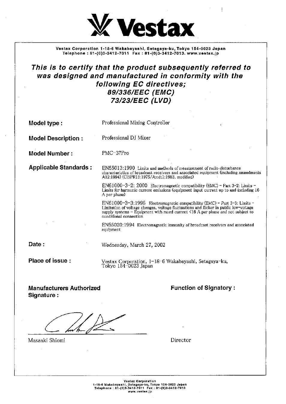 Vestax PMC37Pro User Manual | Page 13 / 13