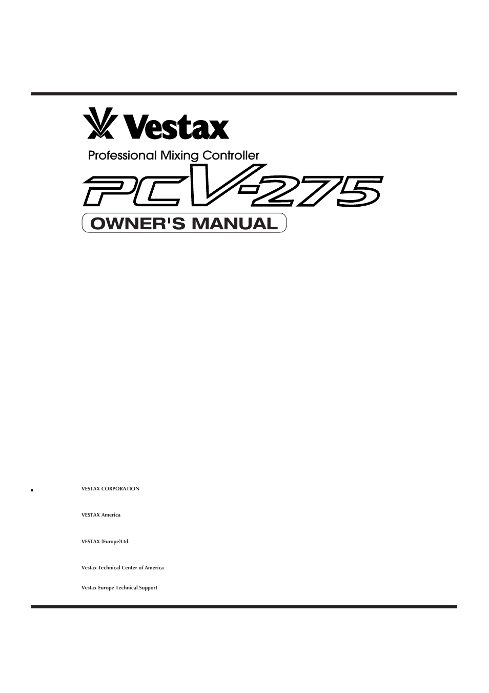 Vestax PCV-275 User Manual | 8 pages