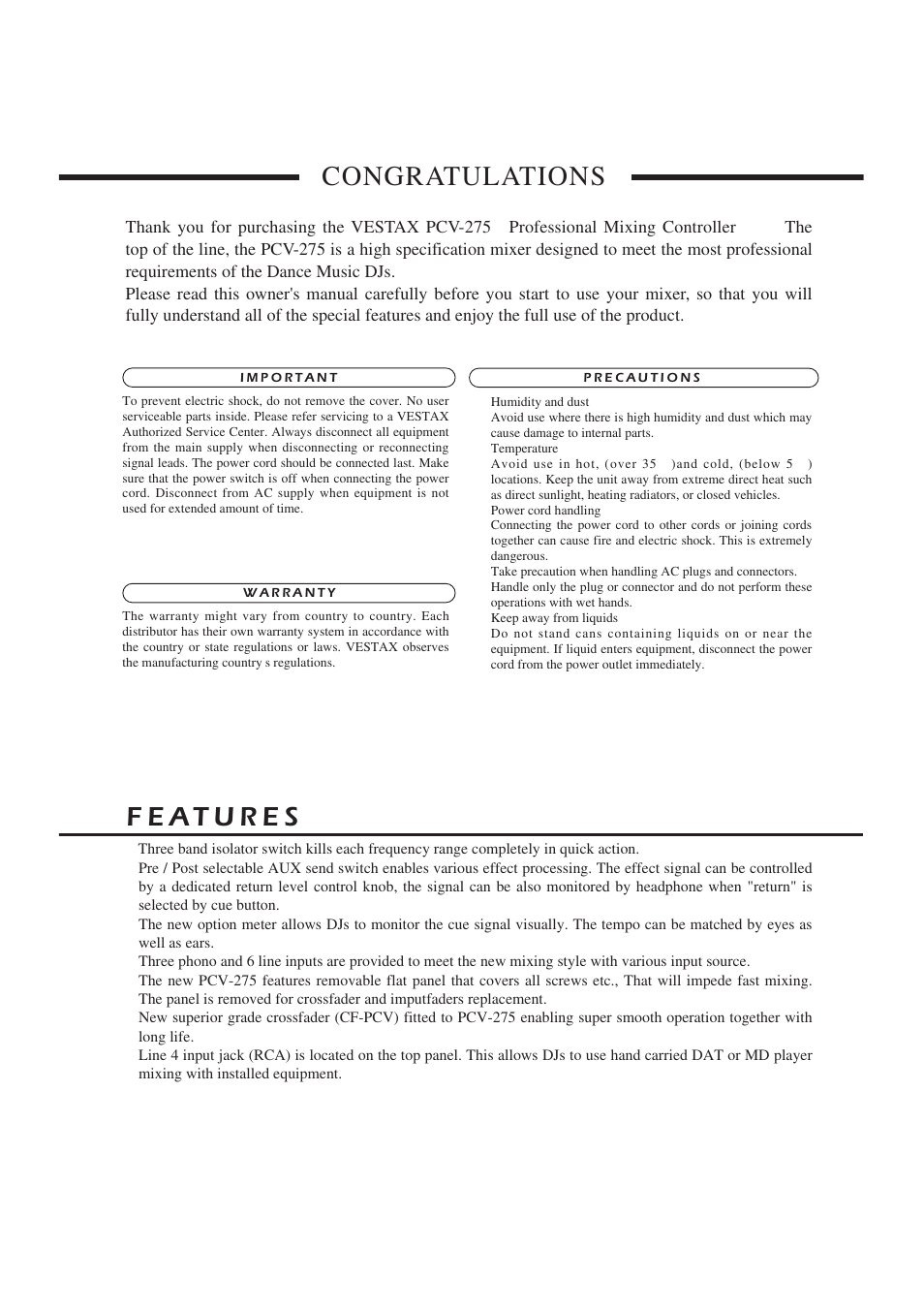 Vestax PCV-275 User Manual | Page 2 / 8