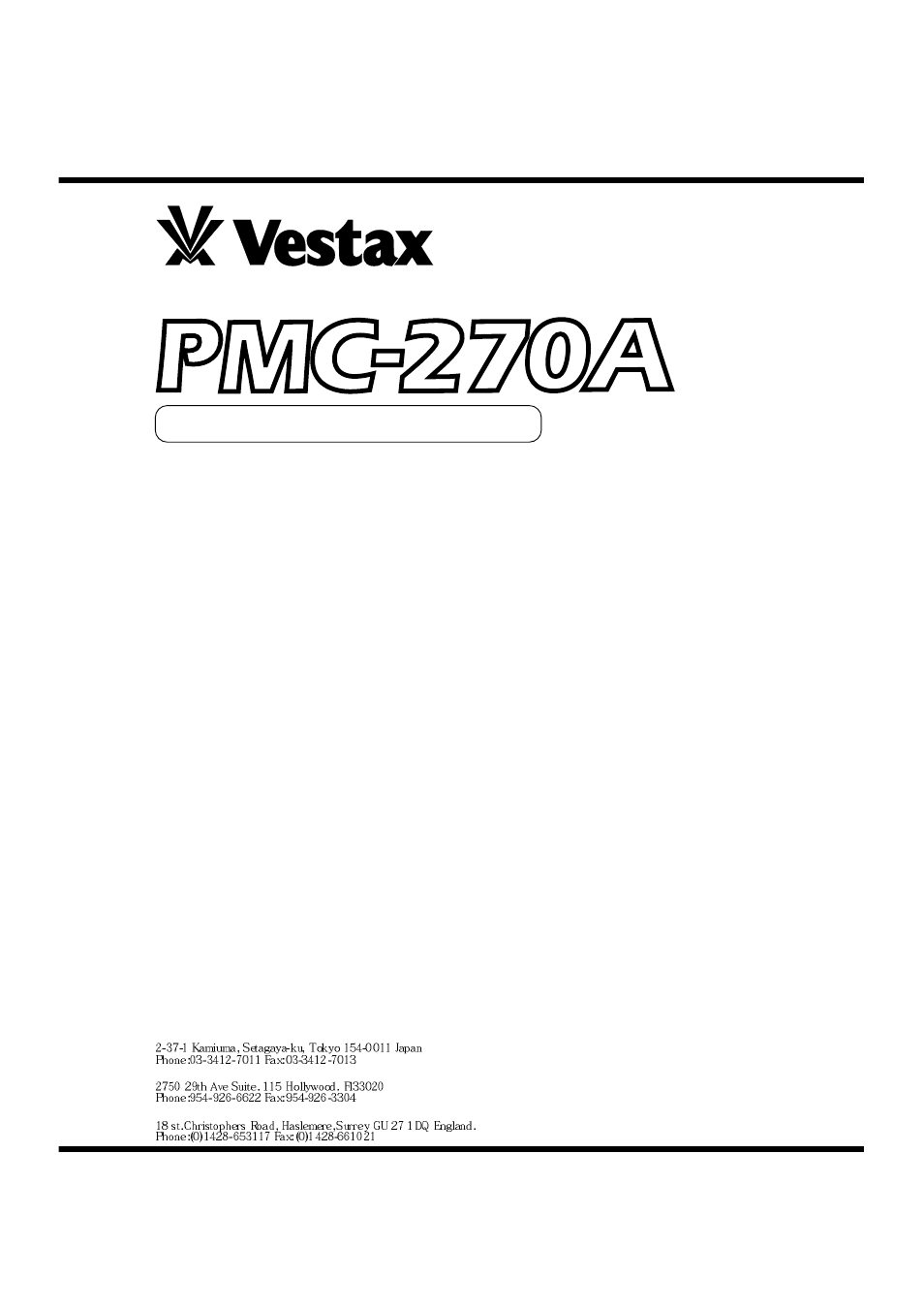 Vestax PMC-270A User Manual | 8 pages