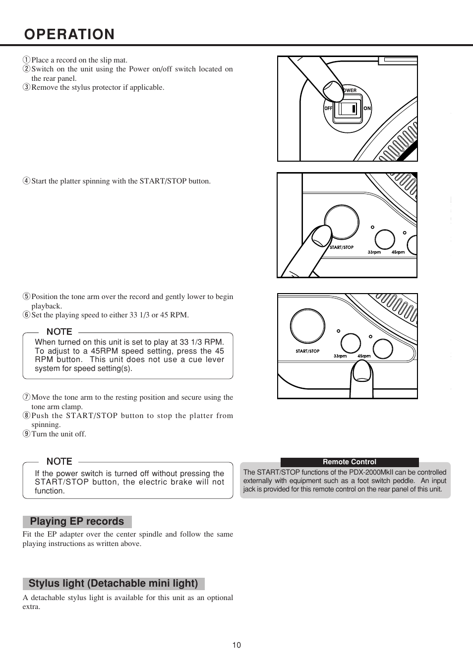Operation | Vestax PDX-2000MkII User Manual | Page 11 / 14