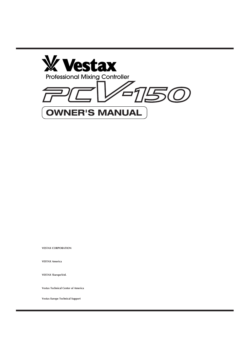 Vestax PCV-150 User Manual | 12 pages