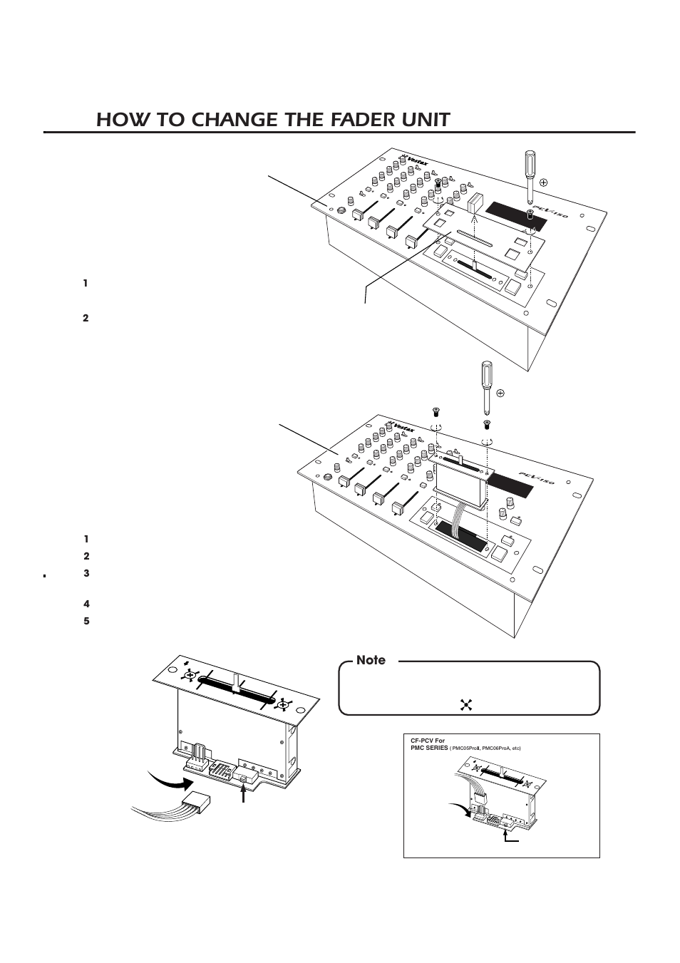 How to change the fader unit, How to remove the crossfader panel | Vestax PCV-150 User Manual | Page 9 / 12