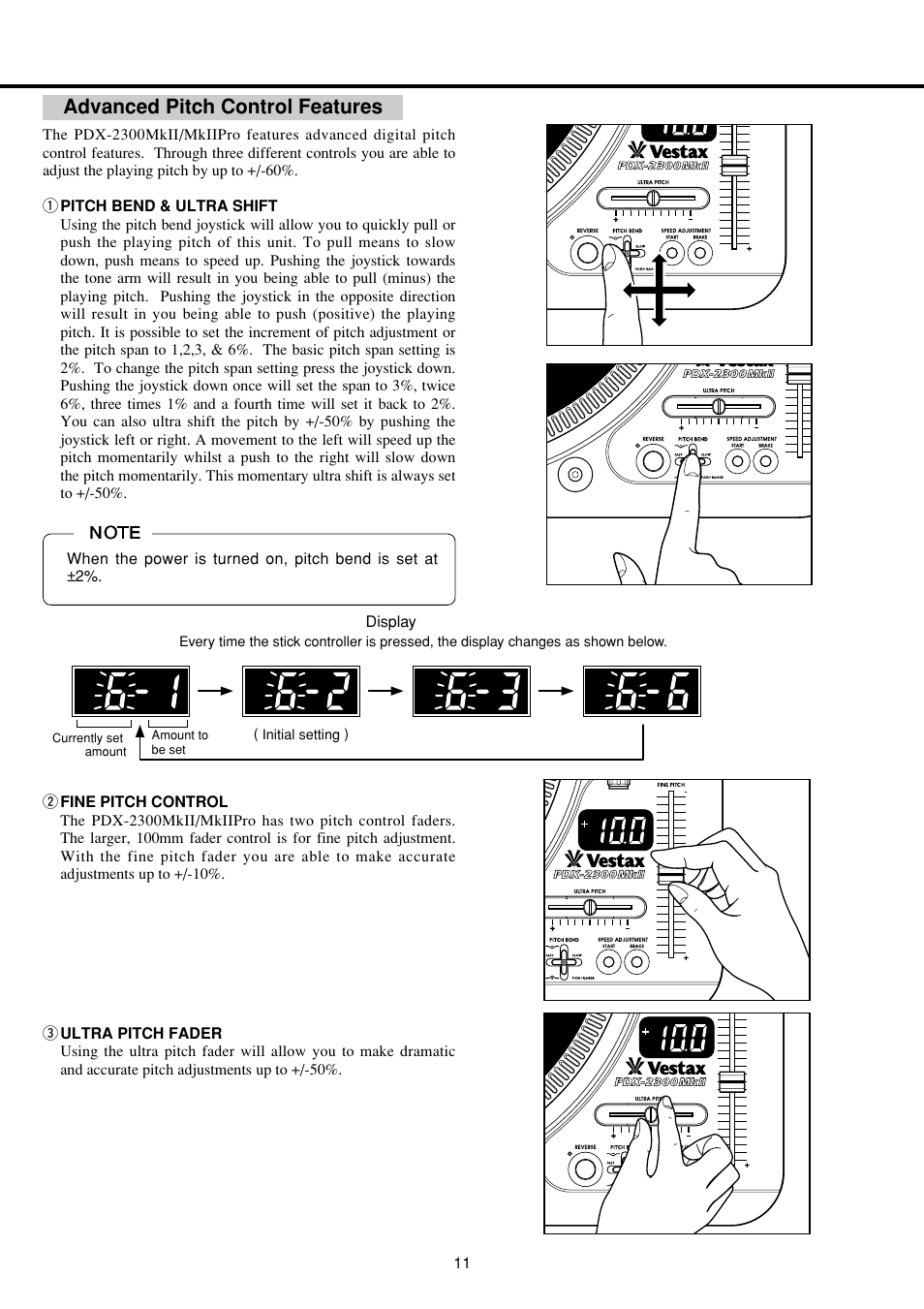 Advanced pitch control features | Vestax PDX-2300MkII  EN User Manual | Page 12 / 14