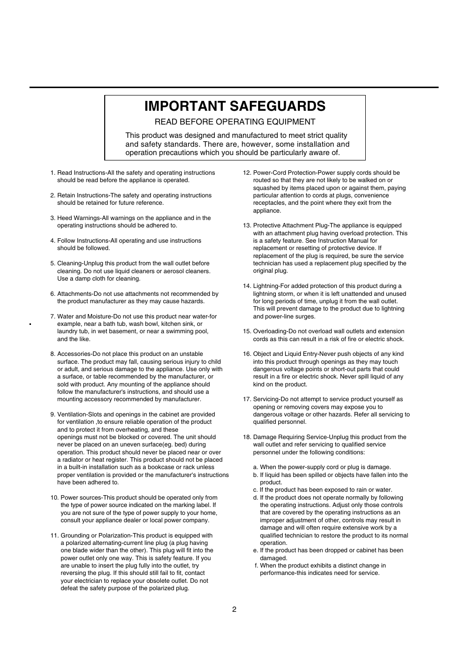 Important safeguards | Vestax DJ Effector User Manual | Page 3 / 9