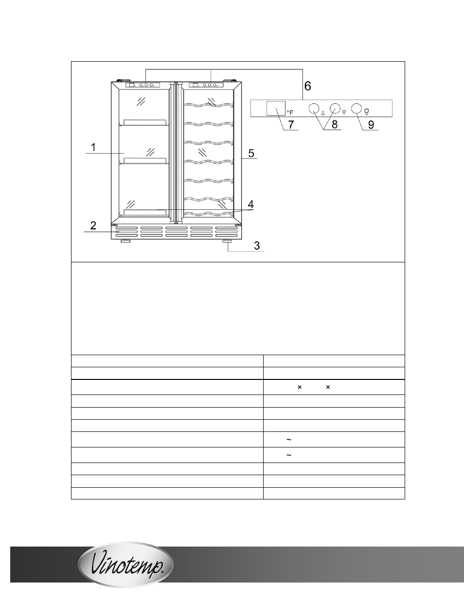 Parts and specifications | Vinotemp VT-38 User Manual | Page 6 / 16