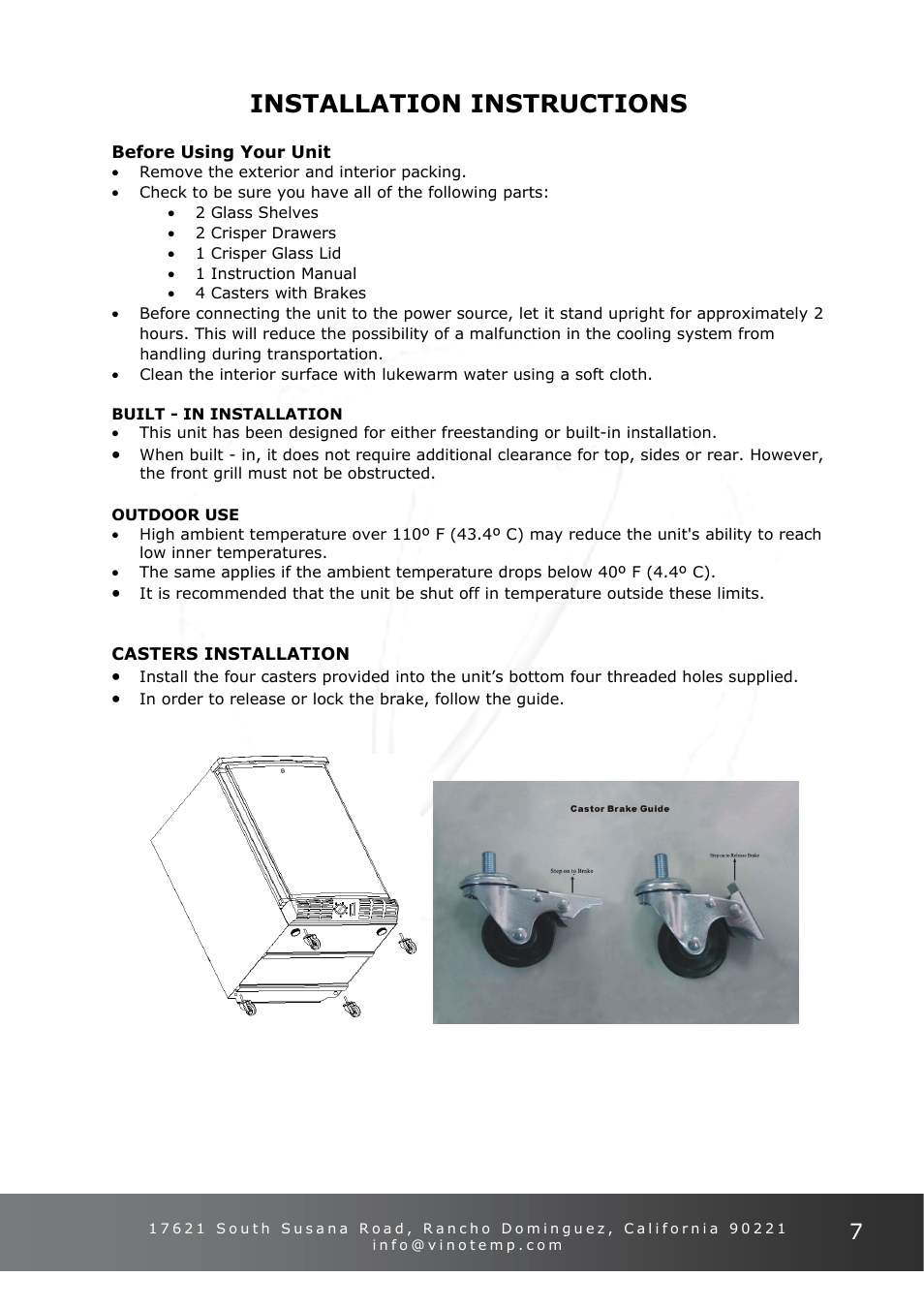 Installation instructions | Vinotemp VT-ODSBREF User Manual | Page 7 / 12