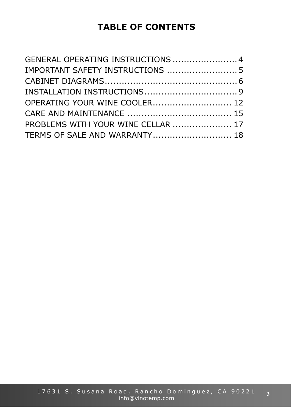 Vinotemp VT-36 User Manual | Page 3 / 20