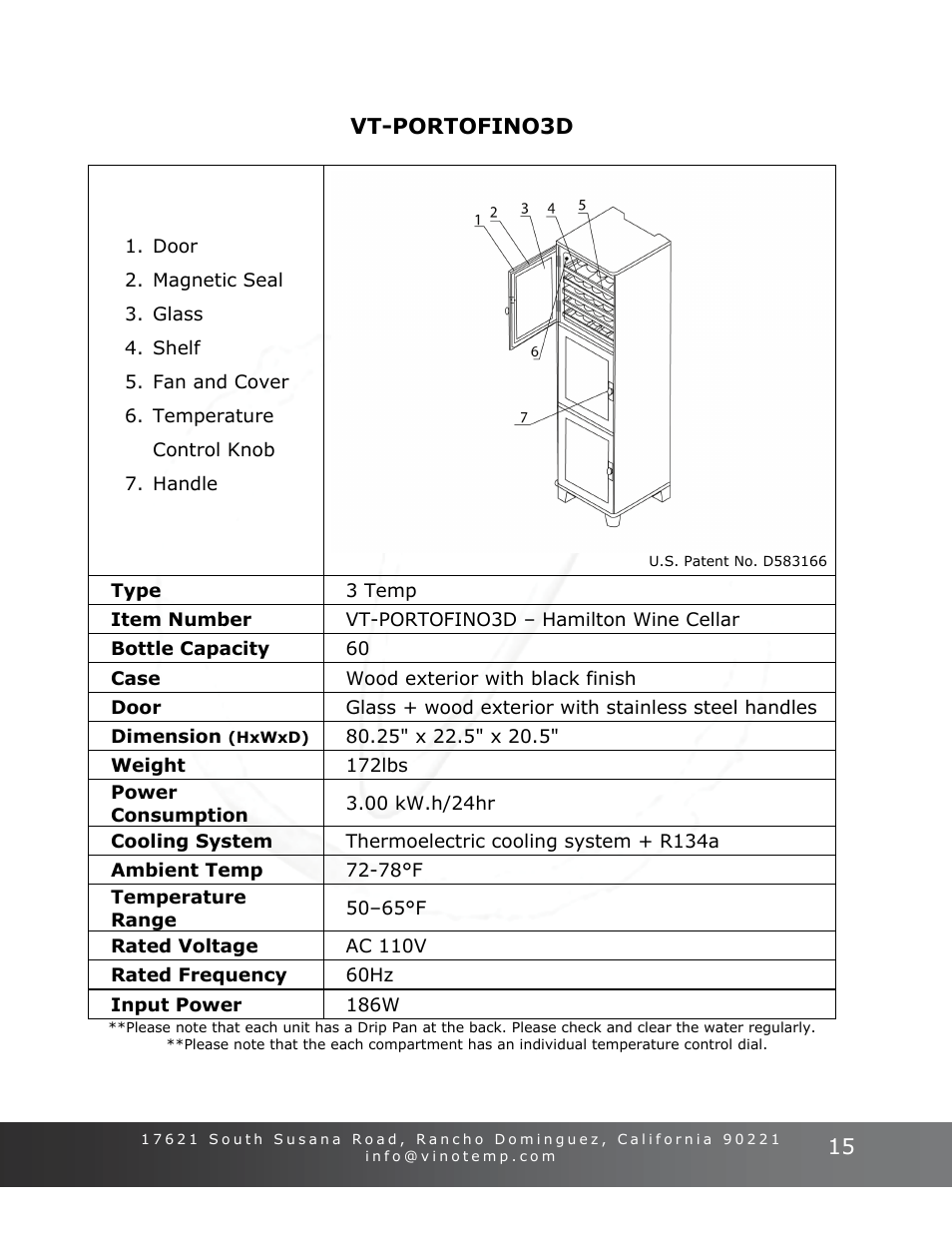 Vinotemp Portofino User Manual | Page 15 / 28