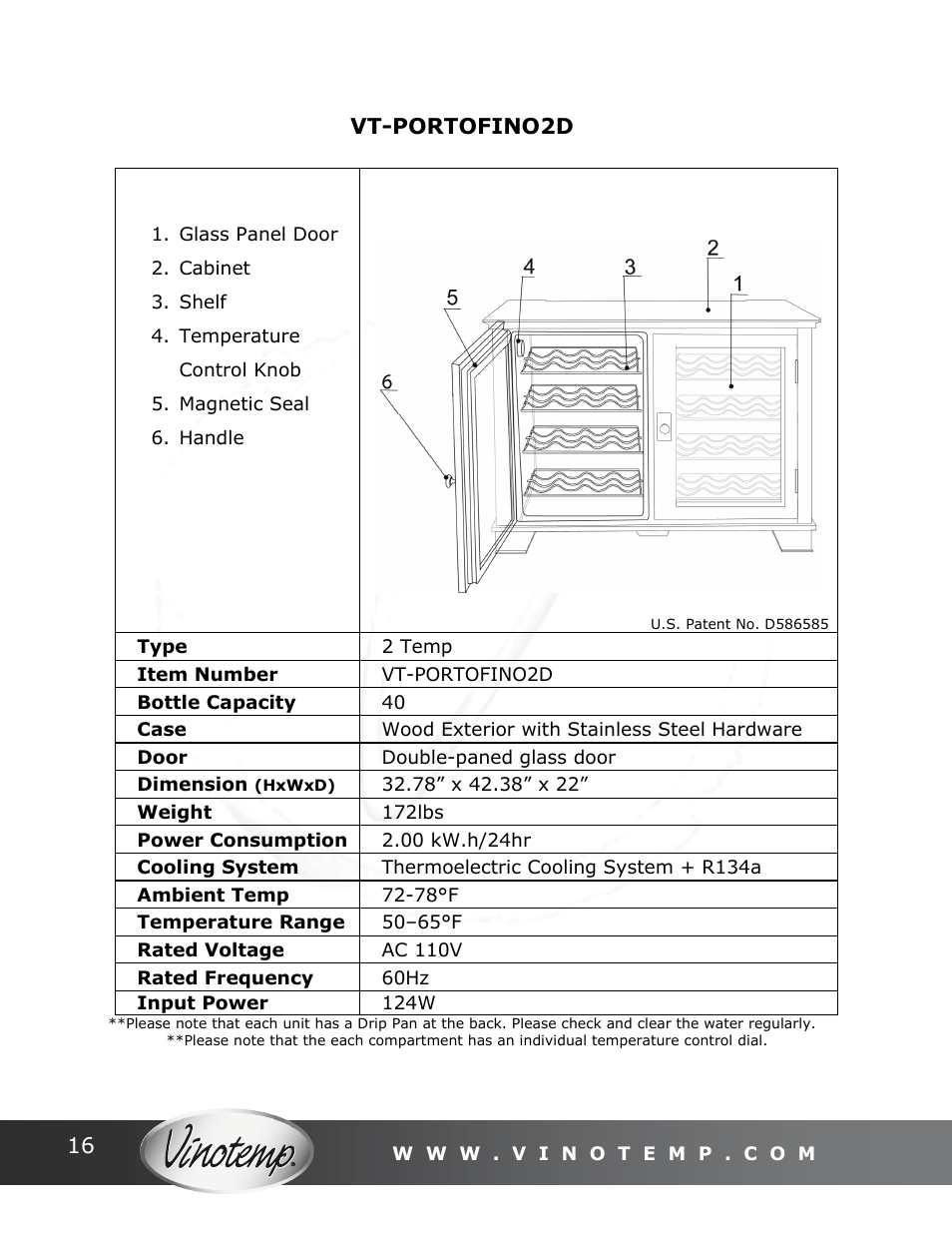 Vinotemp Portofino User Manual | Page 16 / 28