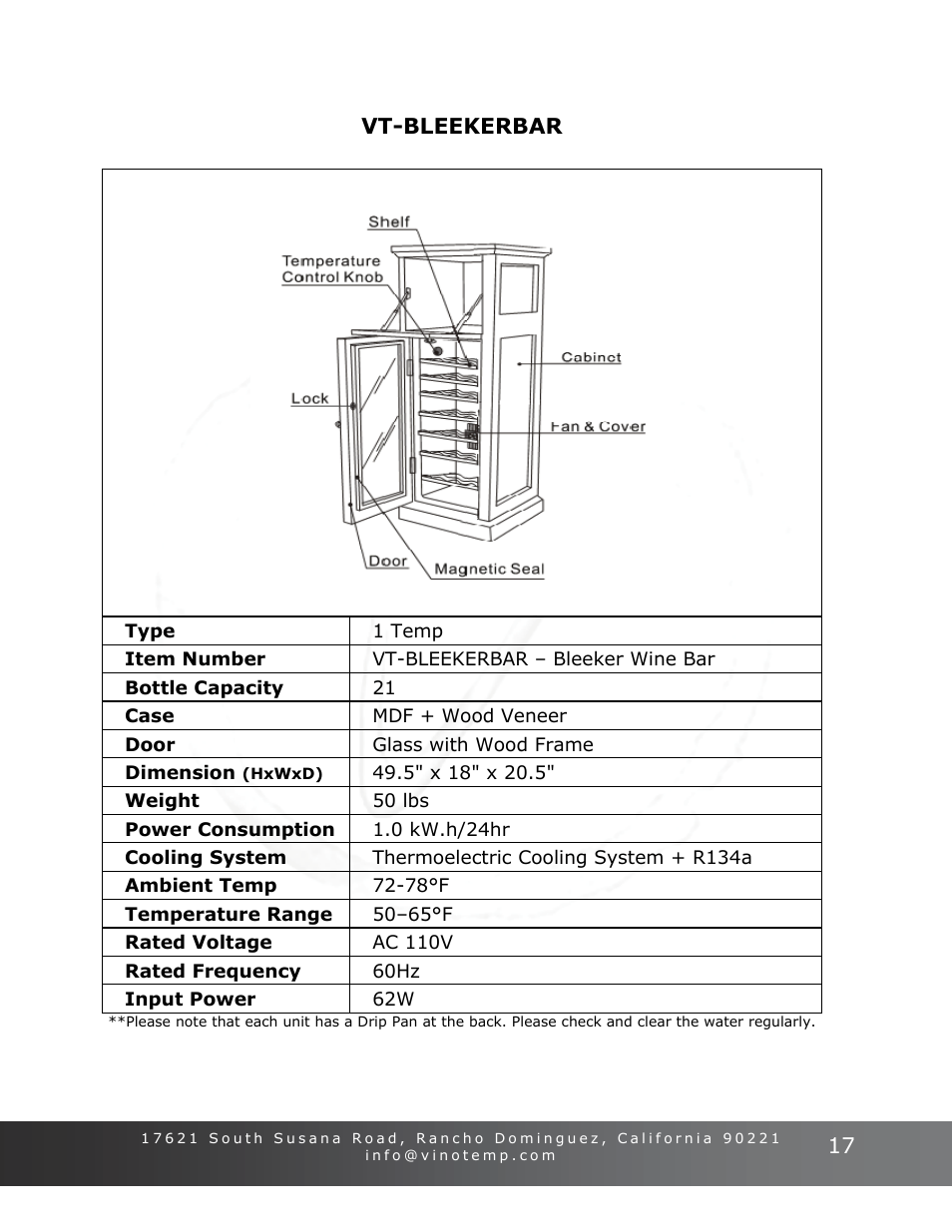 Vinotemp Portofino User Manual | Page 17 / 28