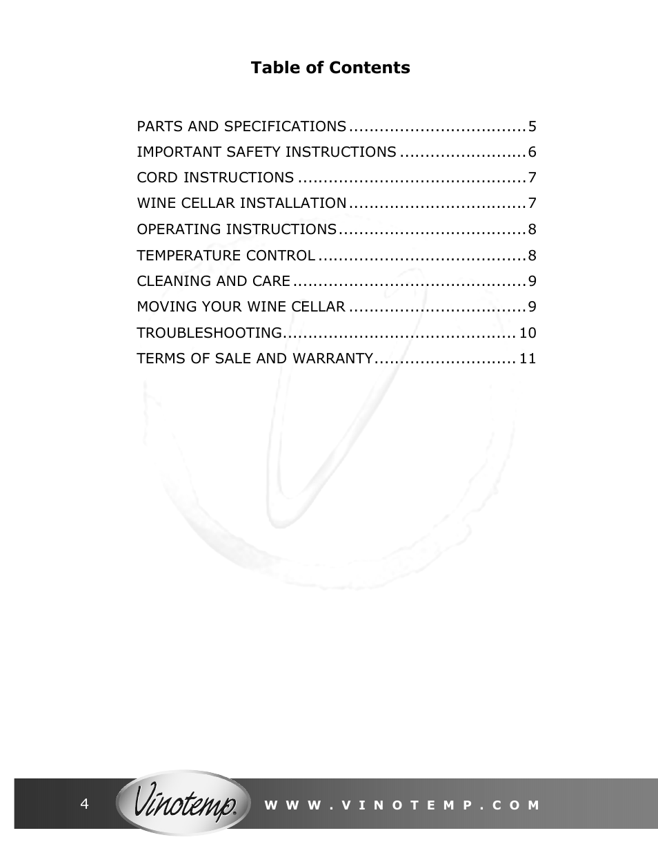 Vinotemp VT-34 TS User Manual | Page 4 / 12