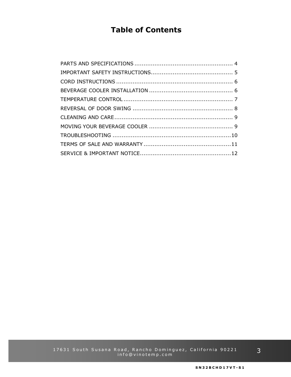 Vinotemp VT-32BCSB User Manual | Page 3 / 12