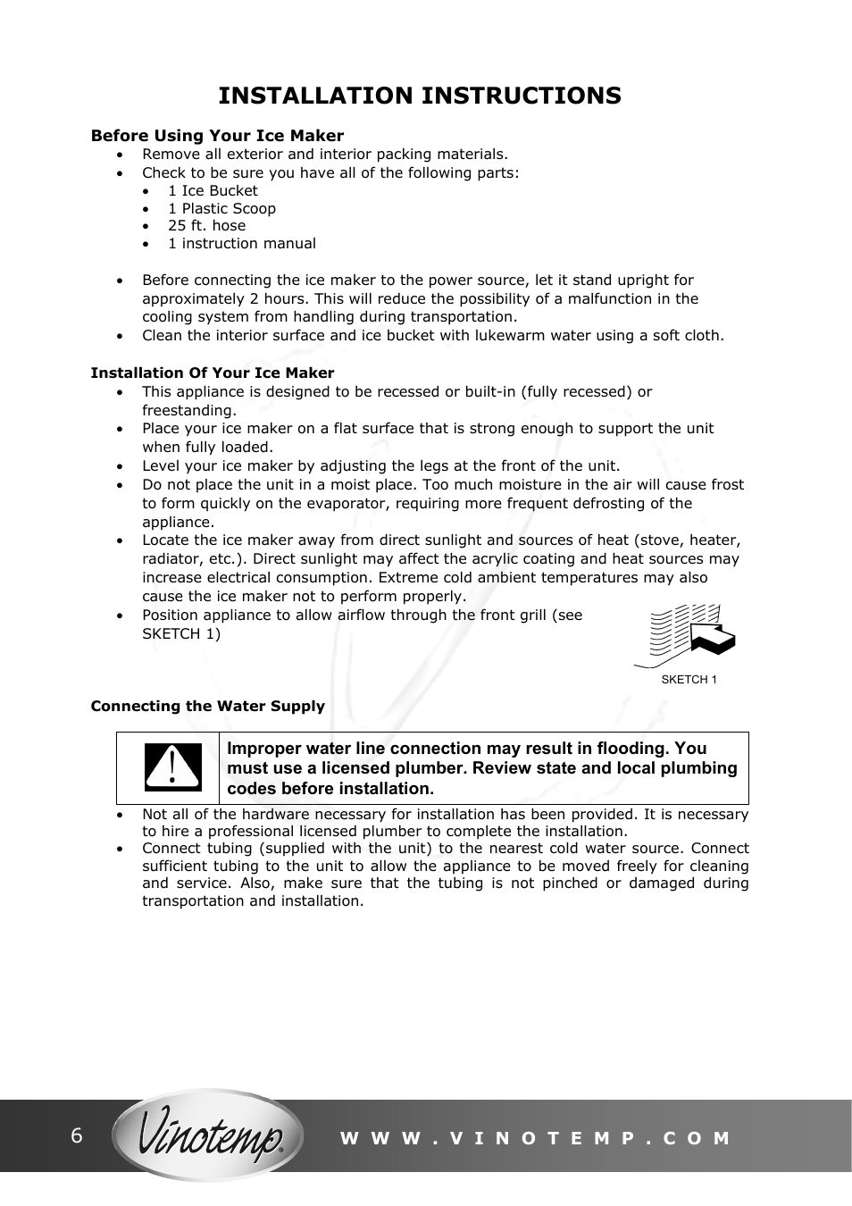 Installation instructions | Vinotemp VT - IMSW User Manual | Page 6 / 12