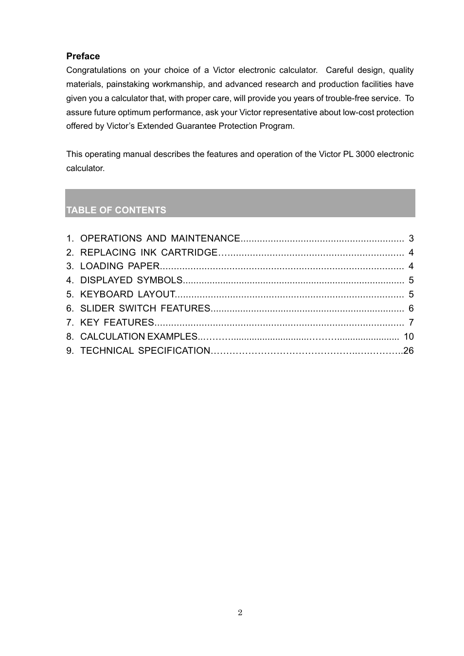 Victor PL3000 User Manual | Page 2 / 27