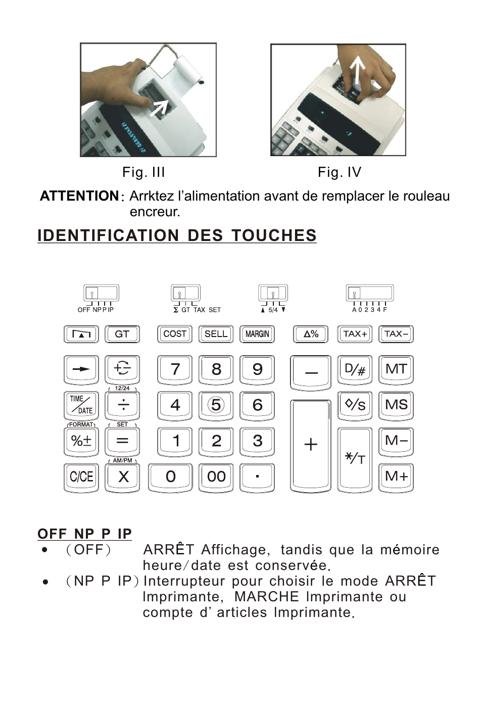 页面 14, Identification des touches | Victor 1210-3A User Manual | Page 14 / 38