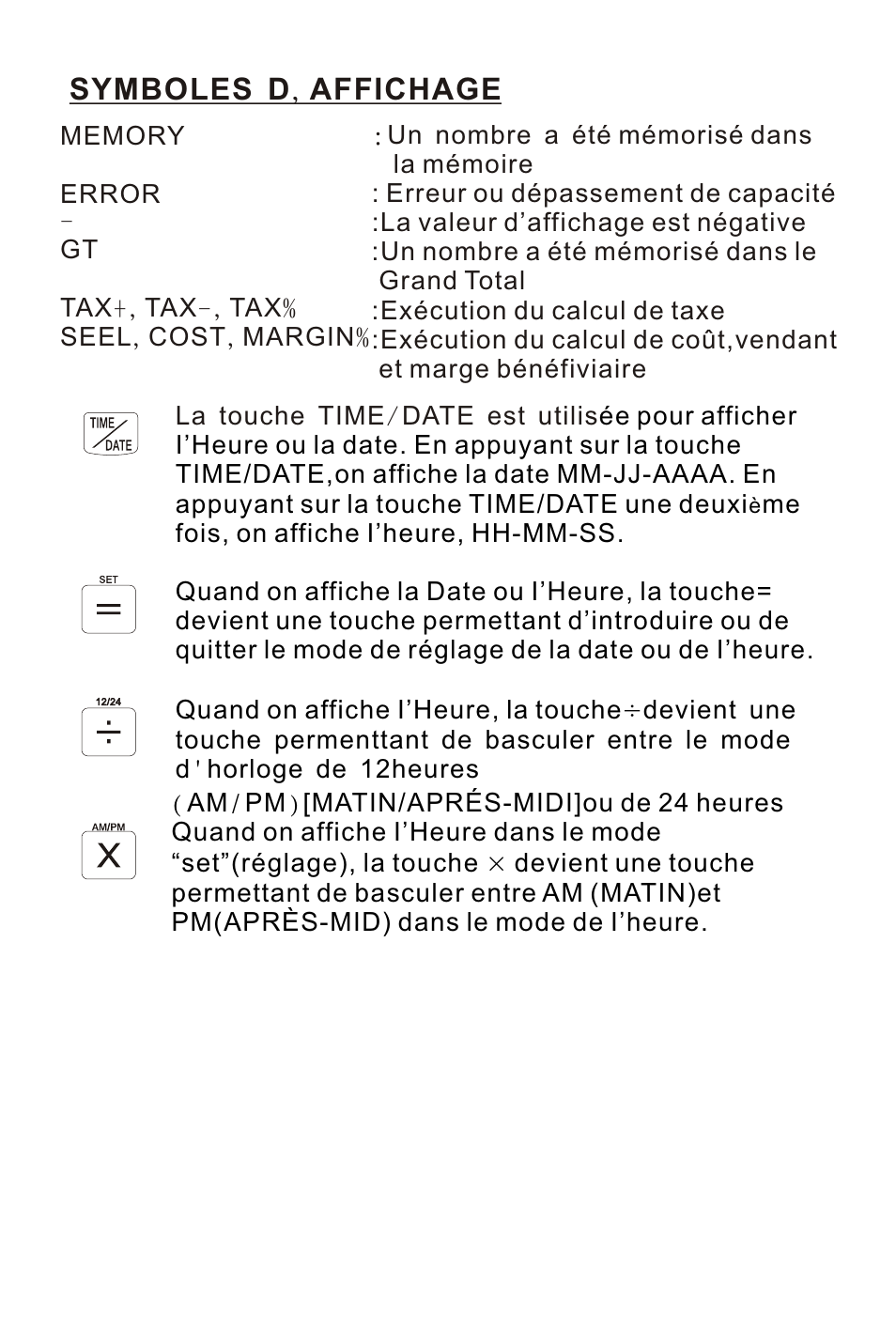 页面 17, Symboles d , affichage | Victor 1210-3A User Manual | Page 17 / 38