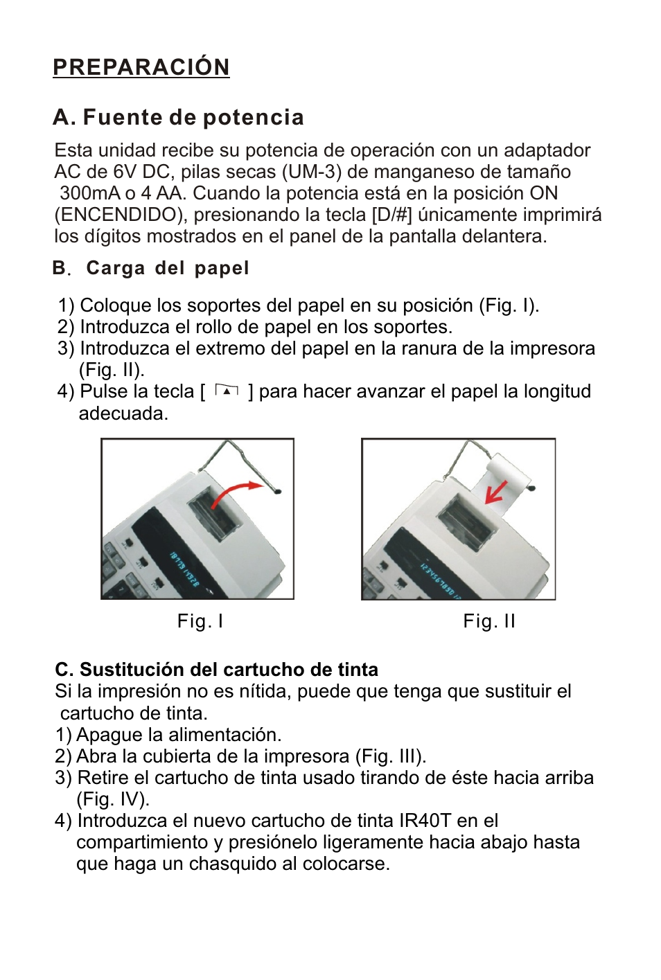 页面 22, Preparación a. fuente de potencia | Victor 1210-3A User Manual | Page 22 / 38