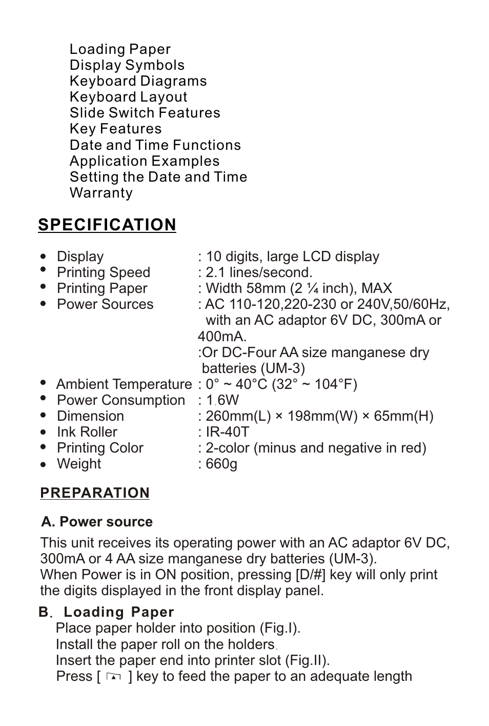 页面 3, Specification | Victor 1210-3A User Manual | Page 3 / 38