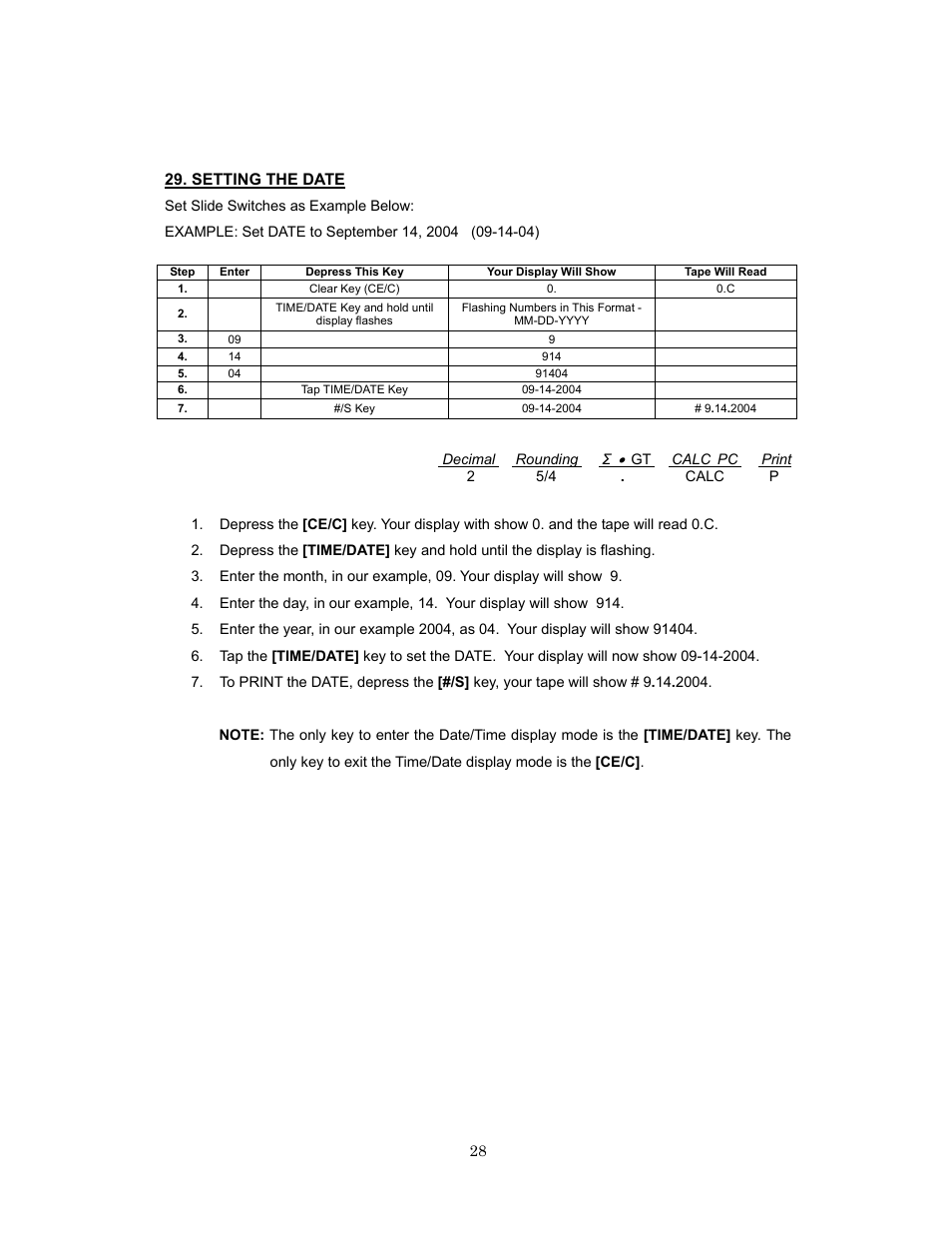 Setting the date | Victor 1280-7 USB User Manual | Page 28 / 33