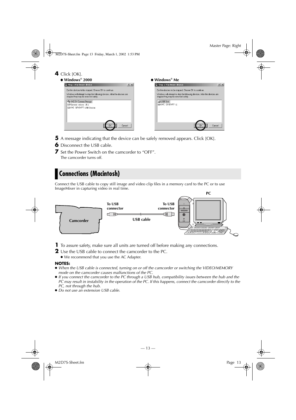 Connections (macintosh) | Victor LYT1037-001A User Manual | Page 13 / 16