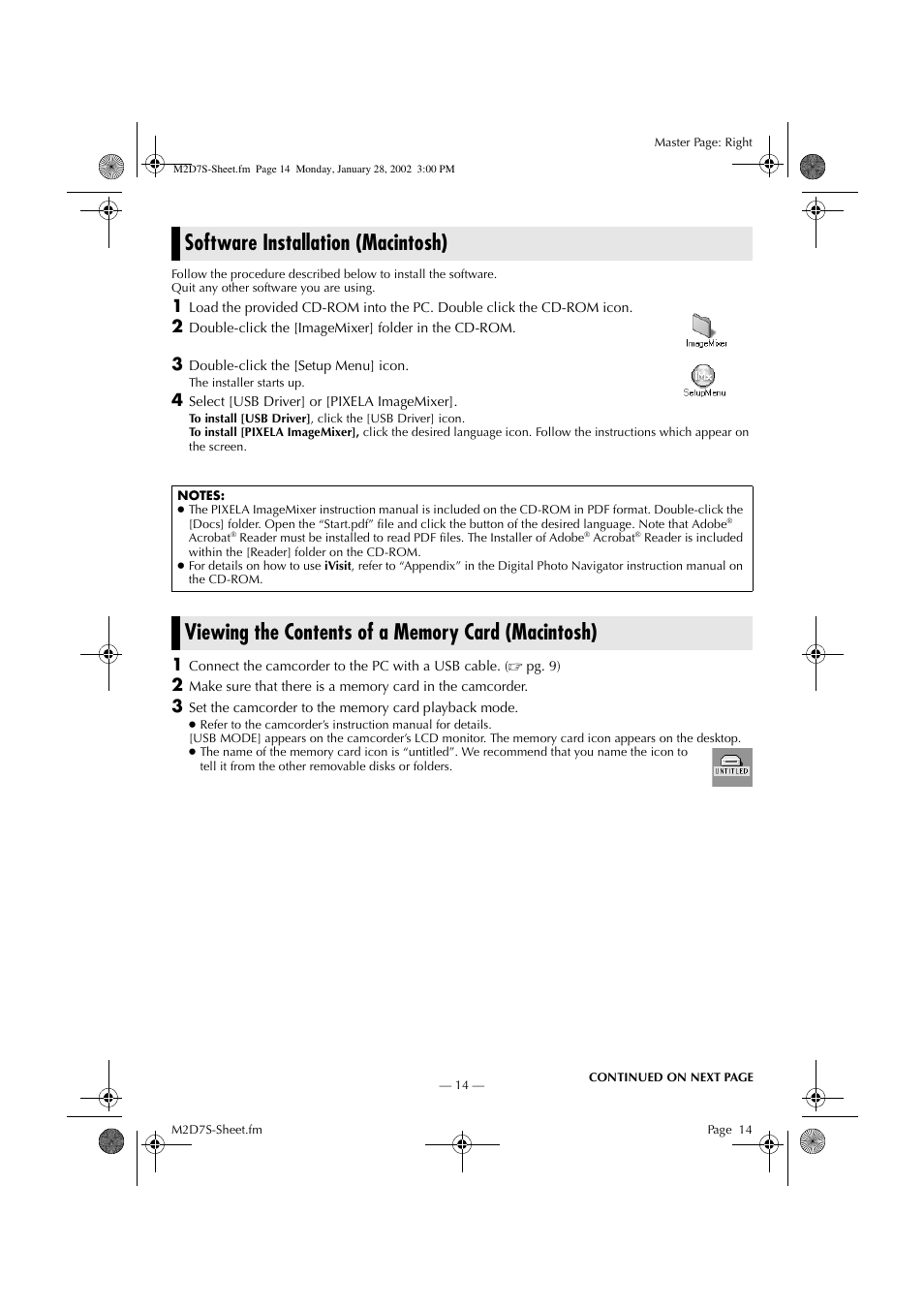 Software installation (macintosh) | Victor LYT1037-001A User Manual | Page 14 / 16