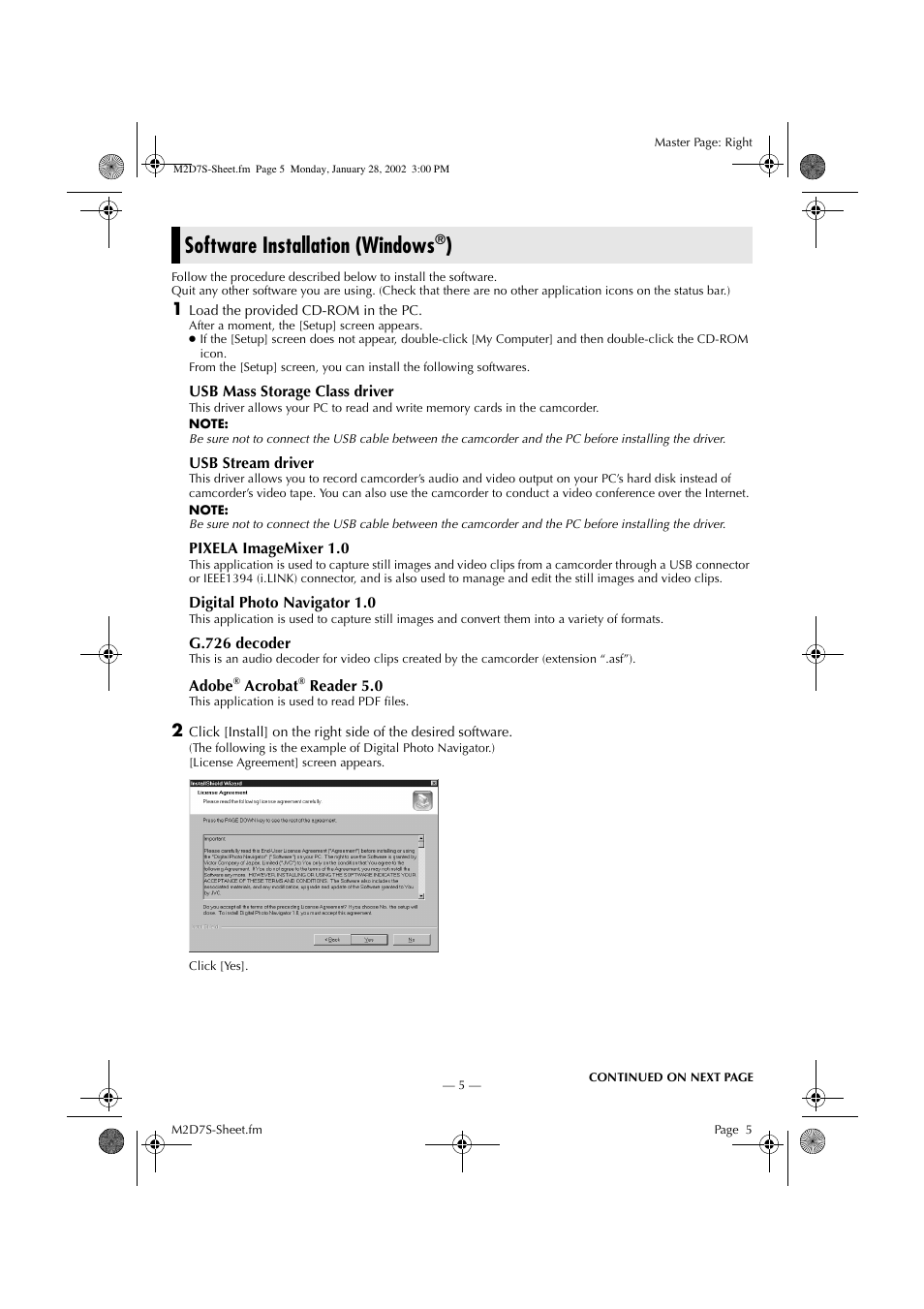 Software installation (windows | Victor LYT1037-001A User Manual | Page 5 / 16